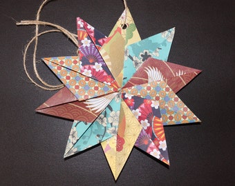 Christmas Paper Origami Decoration | Hanging Star Ornament | Japanese Origami | Eco Christmas Decoration