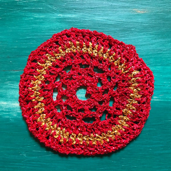 Red Christmas Placemat | Handmade Crochet Mat | Table Decor | Pink Table Setting | Centrepiece | Wedding Afternoon Tea Decor