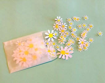 Table Flower Confetti | Daisy Confetti | Party Confetti | Hand Painted Confetti | Wedding Confetti | White and Yellow Flower Confetti |