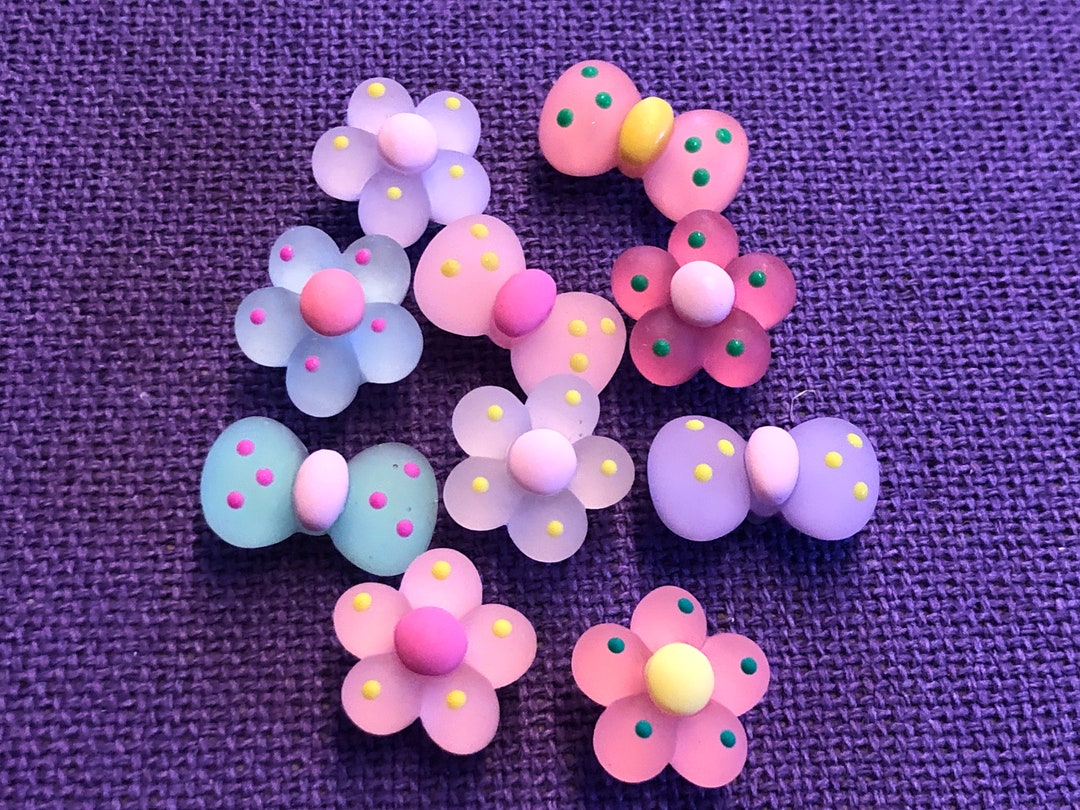 Flower Push Pins Flower And Bow Pushpins Bow Tacks Etsy