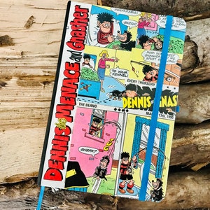 A5 Comic Style Notebook | Vintage Comic Cover Notebook | Lined Notebook | Writing Journal Black | Decoupaged Comic Strip Characters Notebook