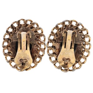 Vintage Clip-On Earrings Black Stone Cabochons Vintage Jewellery Clip On Earrings Gold Tone Minimalist Statement earrings 253 image 2
