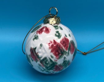 Handgemaakte kerstbal van keramiek | Handgemaakte beschilderde aardewerk hangende kerstversiering | Kerstboomdecor | Kleurrijke hangende kerstbal