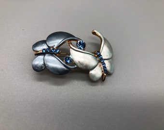 Vintage Gold Tone Enamel Butterfly Brooch | Vintage Blue Butterfly Brooch | Vintage Enamel Butterfly Pin | Colourful Butterfly Pin  | 1146