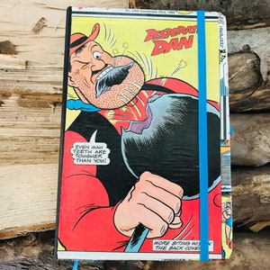 A5 Comic Style Notebook | Vintage Comic Cover Notebook | Lined Notebook | Writing Journal Black | Decoupaged Comic Strip Characters Notebook