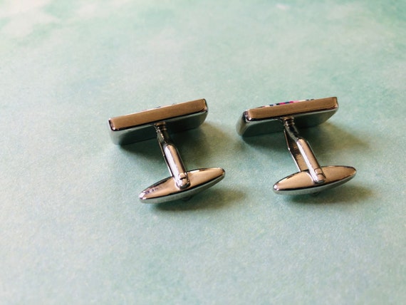 Vintage Rectangle Material Striped Cufflinks | Vi… - image 10