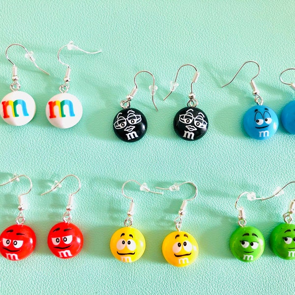 Boucles d’oreilles M&M amusantes | Boucles d’oreilles mignonnes Candy | Déclaration Boucles d’oreilles | Boucles d’oreilles d’été | Boucles d’oreilles Funky Kawaii KPop | Boucles d’oreilles alimentaires