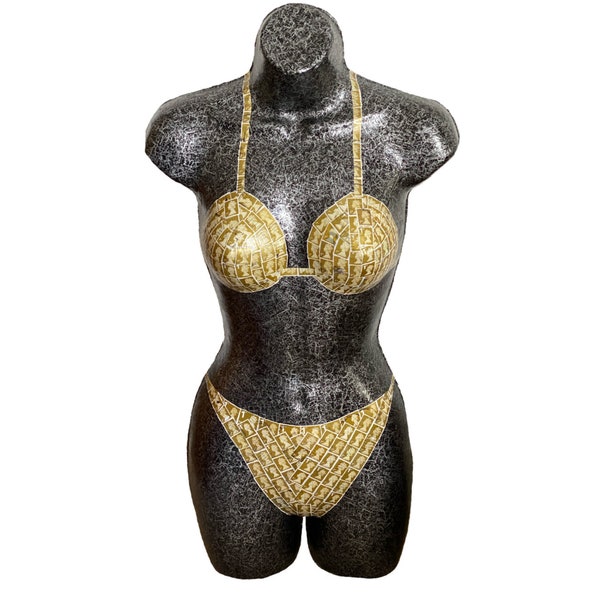 BEST SELLER Mannequin | Gold-Stempel-Bikini-| Decoupaged Torso | Weiblich