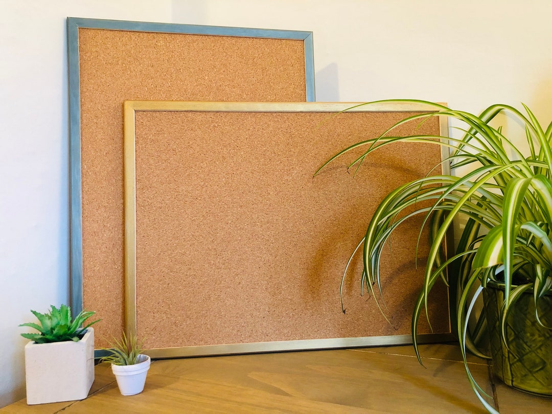 Pin Cork Board Two Sizes Small Pin Board Notice Board Office School Note Board Gold Colour Blue