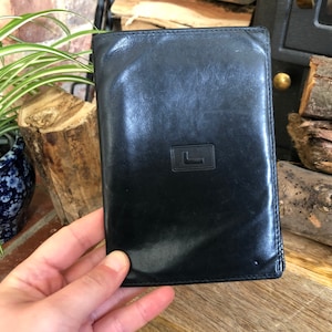 Cartera vintage Lancel / Cartera de diseñador / Cartera París Francia / Cartera de cuero negro para hombre / Cuero suave / Monedero de cuero