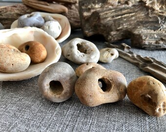 10 Hagstone Pebbles | Witch Stones | Holey Stones | Faery Stone | Odin-Stone | Lucky Stone | Druid Stones | Meditation Stones | Magic Stones