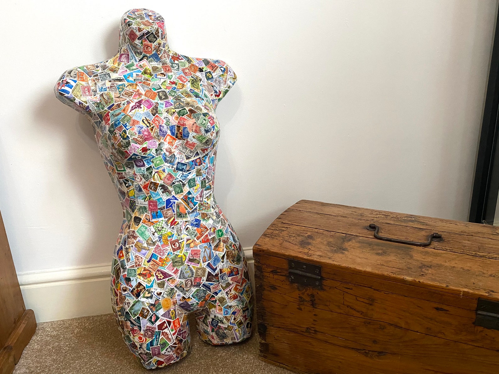 Handmade Mannequin Paper Mache Mannequin Colourful Stamps Etsy UK