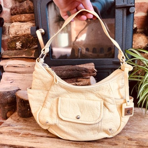 Sac de transport jaune | Sac design vintage en similicuir | mode vintage | à bandoulière | à bandoulière pour femme | Accessoire vintage |