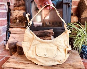 Yellow Carryland Bag | Faux Leather Vintage Designer Bag | Vintage Fashion | Shoulder Bag | Women's Shoulder Bag | Vintage Accessory |