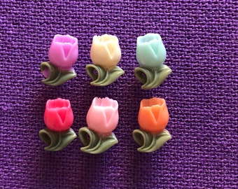 Flower Push Pins | Colourful Tulip Pushpins | Floral Tacks | Tulip Cork Board Tacks | Cork Board Pins | Notice Board Pins | Reminder Board