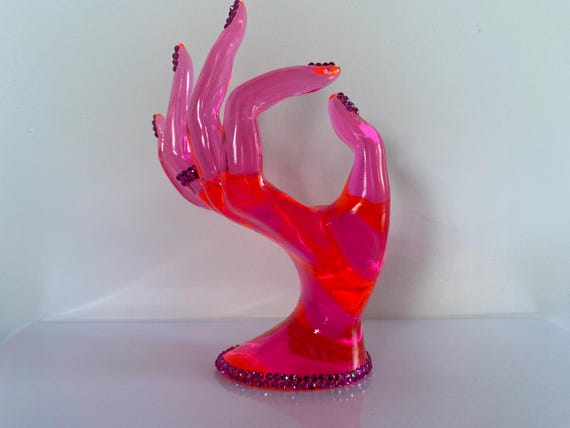Beautiful Mannequin Hand | Pink Rhinestone Crystals | Mannequin Hand | Jewellery Hand Display | Ring Display | Decoupaged Mannequin Hand
