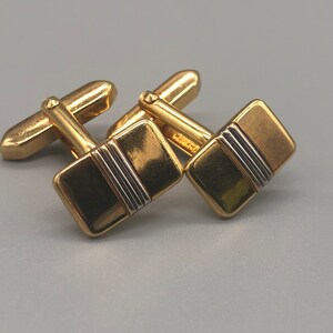 Vintage Rectangle Gold Tone Textured Cufflinks | Vintage Gold Tone Cufflinks | Textured Cufflinks | Designer Cuff Links | 703