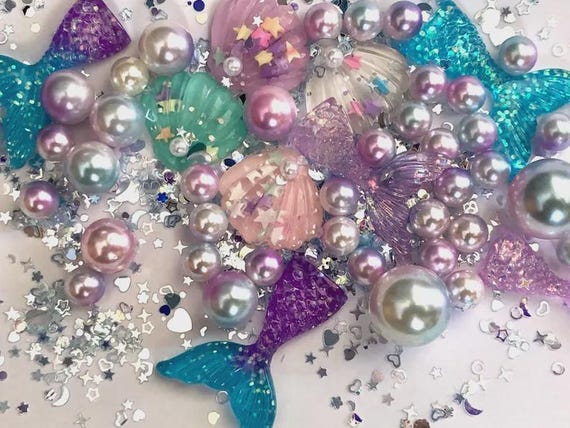 Mermaid Theme Vase Filler | Purple and Pink Table Confetti | Heart and Pearl Vase