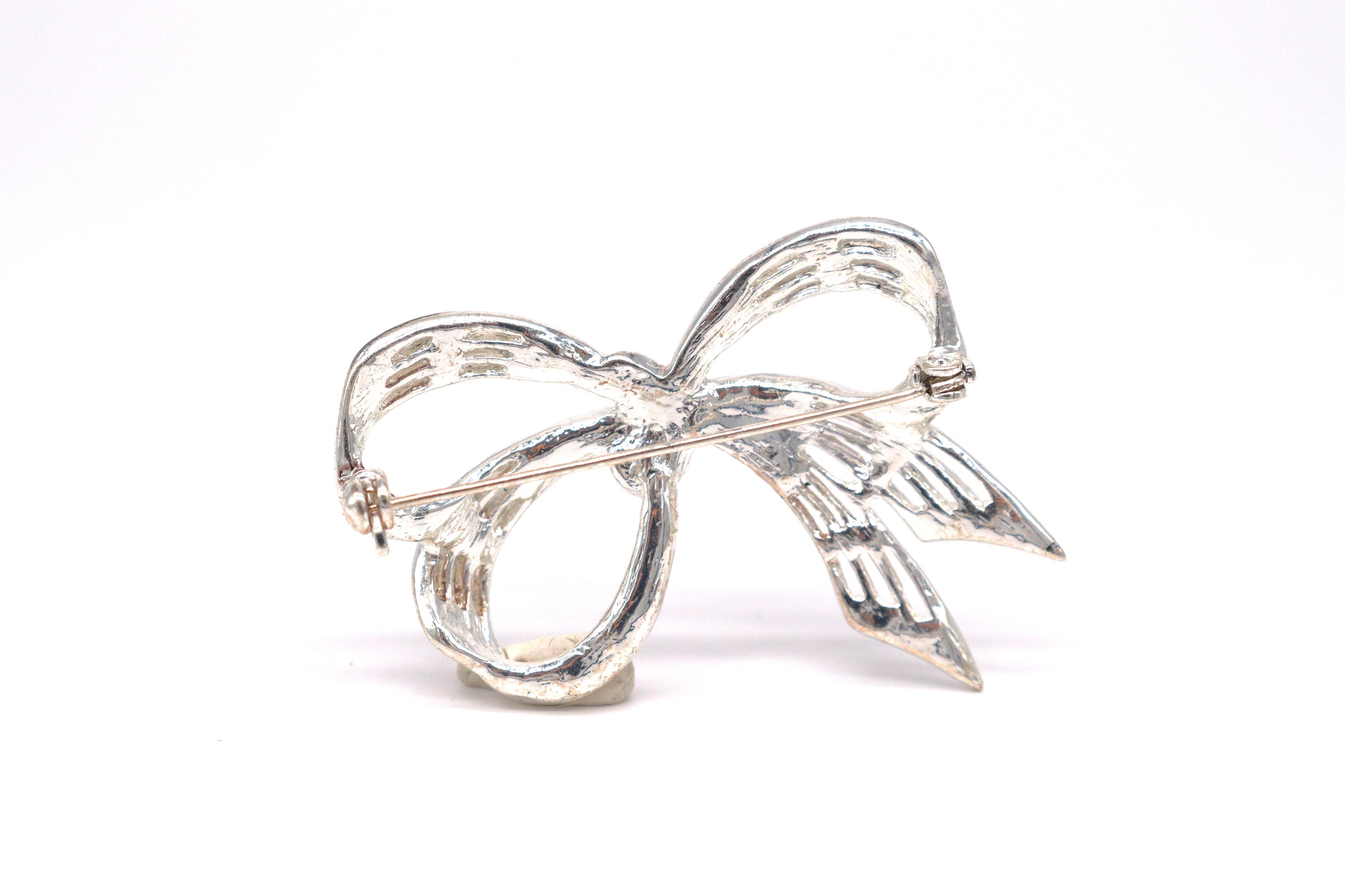 Vintage Bow Brooch Silver Tone Brooch Pin - Etsy UK