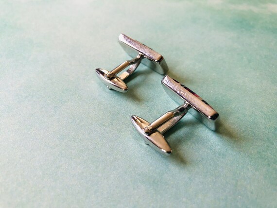 Vintage Rectangle Material Striped Cufflinks | Vi… - image 9