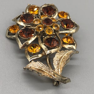 Large Vintage Gold Tone Sunflower Brooch | Vintage Gold Tone Sunflower Pin | Sunflower Brooch Pin | Vintage Sparkly Sunflower Brooch | 465