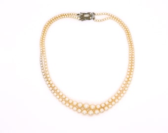 Vintage 2 Strand Faux Pearl Necklace