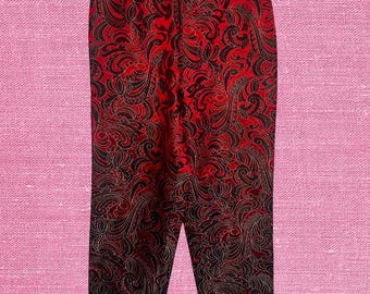 Vintage J. McLaughlin Paisley Red Shiny Pedal Pushers Pants