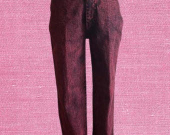 Vintage Shuaiger Mom Jeans Ankle High Waist Womens Waist 25" Stretch Red Acid Wash