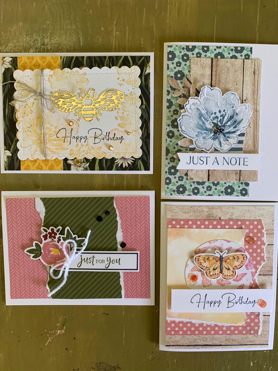 Lot of 4 Handmade Cards Friendship Thinking of You, Sympathy, Thank You ...