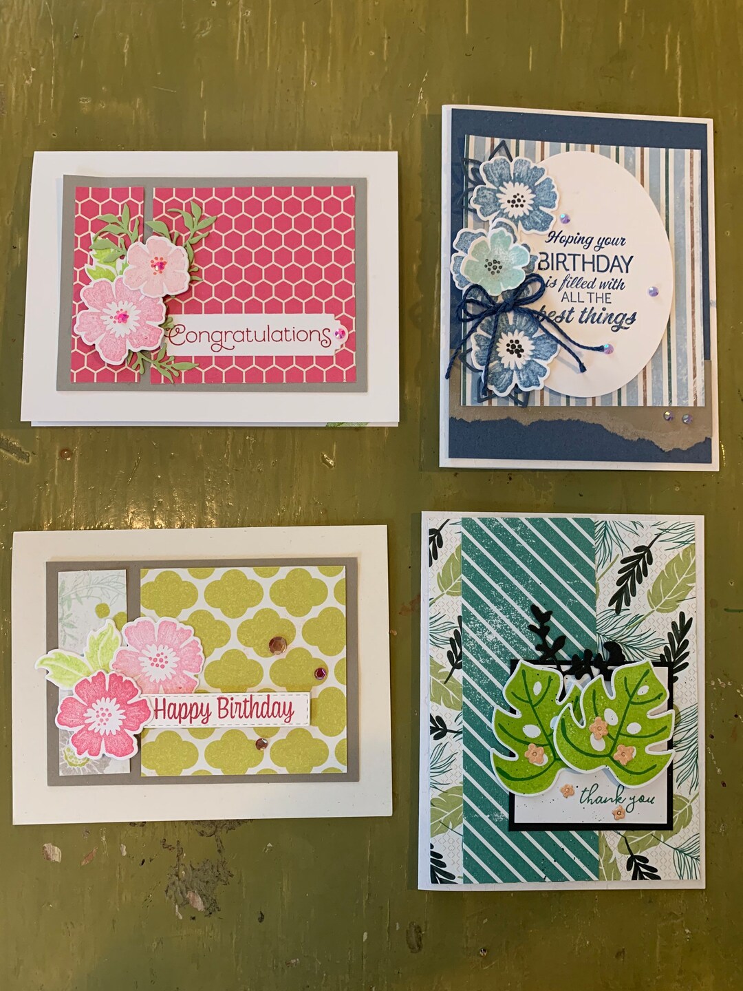 Lot of 4 Handmade Cards Friendship Thinking of You, Sympathy, Thank You ...