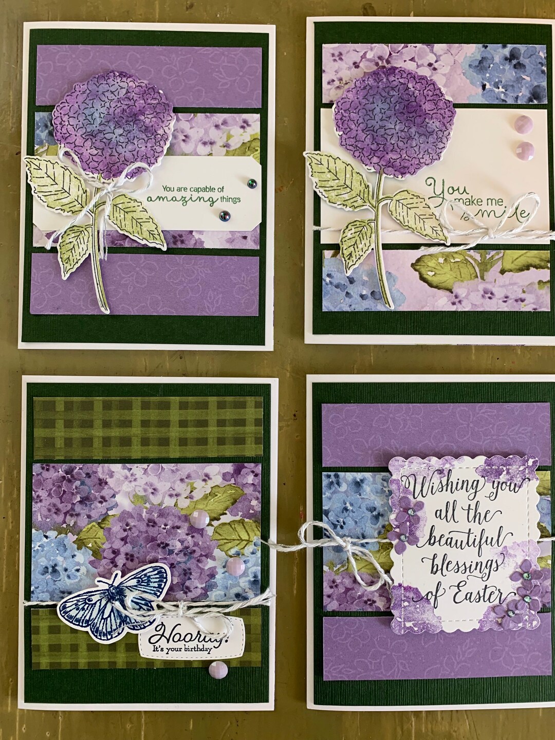 Lot of 4 Handmade Cards Friendship Thinking of You, Sympathy, Thank You ...