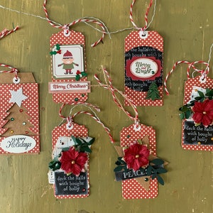 Stampin’Up lot of 6 Christmas tags Santa  vintage handmade Stampin’Up Tim Holtz