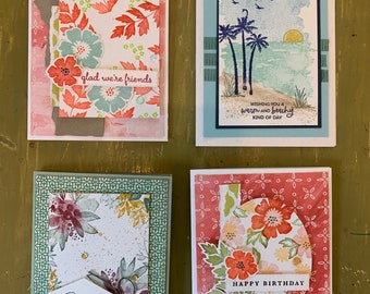 Lot of 4 Handmade Cards Friendship Thinking of You, Sympathy, Thank You ...