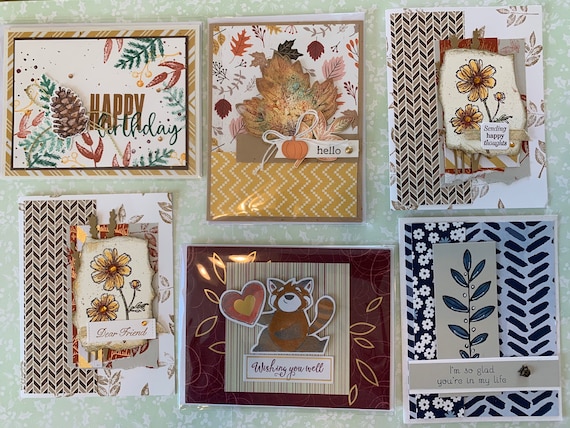 Lot of 6 Handmade Cards Birthday Thinking of You Stampin display picture 1