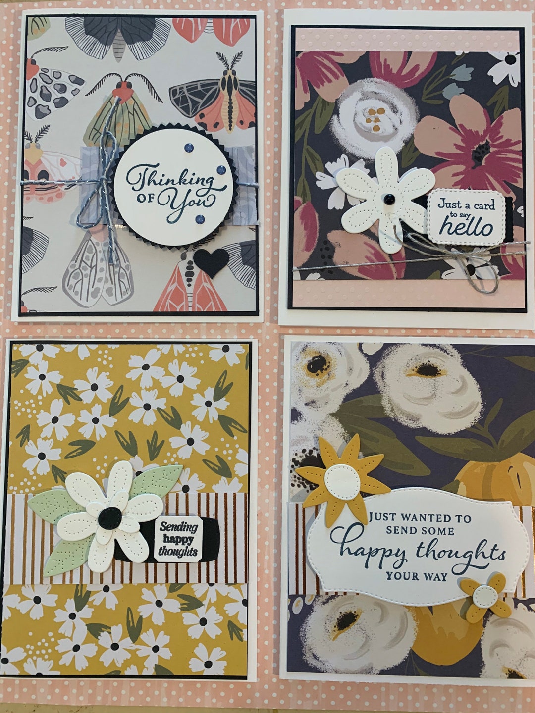 Lot of 4 Handmade Cards Friendship Thinking of You, Sympathy, Thank You ...