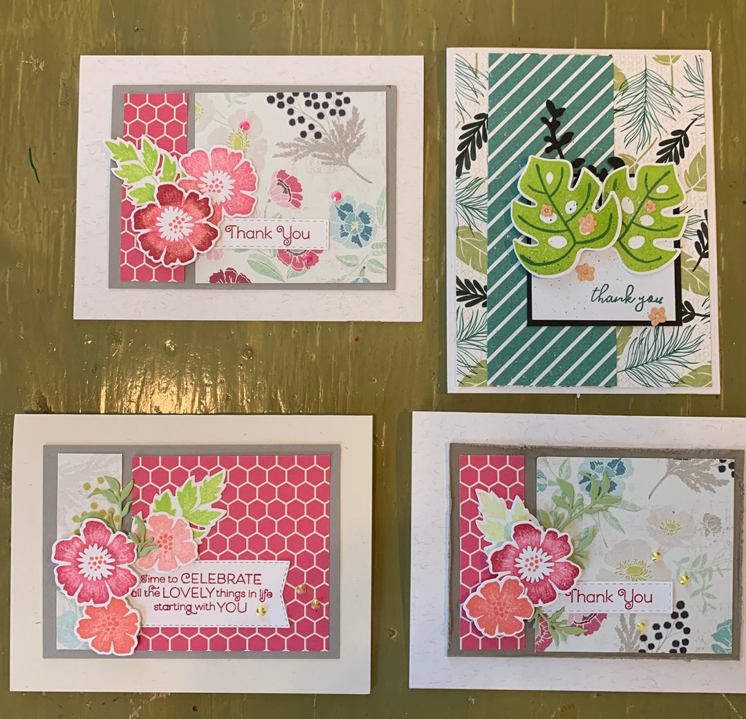 Lot of 4 Handmade Cards Friendship Thinking of You, Sympathy, Thank You ...