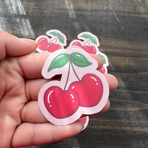 Cute Cherry Textured Matte Sticker | Waterproof | Cute Stickers
