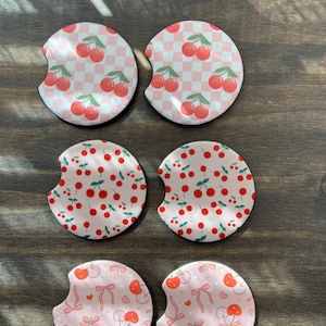 Cherry Car Coasters | Cherries and Bows | Cute Car Coaster