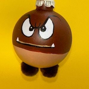 Goomba. Inspired Super Mario Bros ornament, Hand painted completely design around