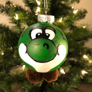 Yoshi. Inspired Super Nintendo Mario Bros ornament Hand Painted completely design around