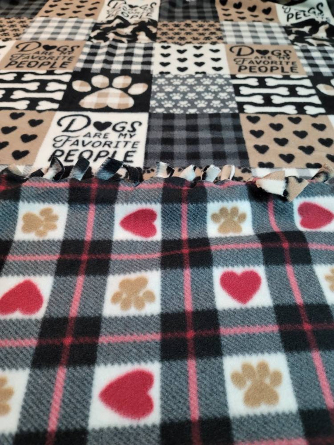 Fleece tie blankets Dogs Paws and Puppy Love Cozy Great Etsy