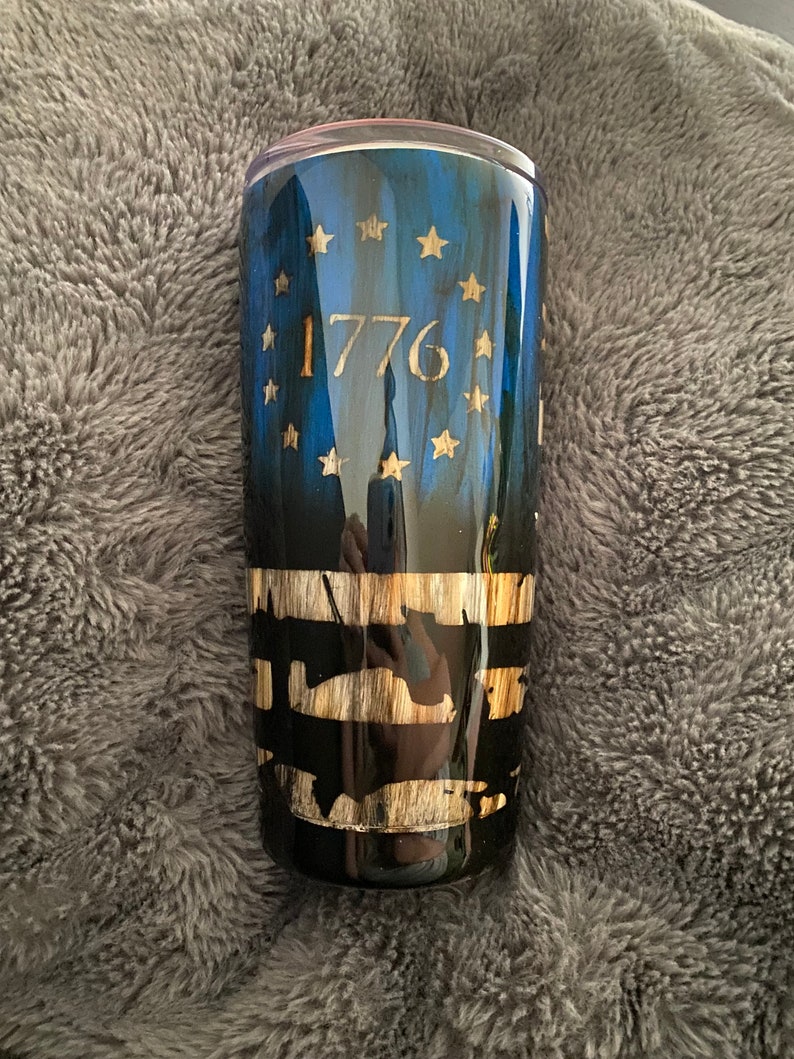 Rustic 1776 American Flag Tumbler - Etsy