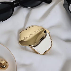 Handgraverad anpassad kompaktspegel | Personlig brudtärnepresent | Fickspegel