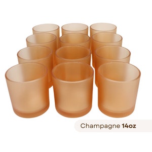 12-PACK 14oz. Frosted Champagne Candle Vessels, Candle Vessels Bulk, Empty Candle Jars, 14oz Frosted Champagne Glass, Candle Jars Bulk