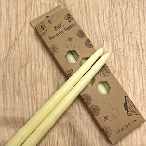 10-inch 100% Beeswax Tapers, Pack of Four Handcrafted Taper Candles, Beeswax Candles, Beeswax Tapers, Natural Candles