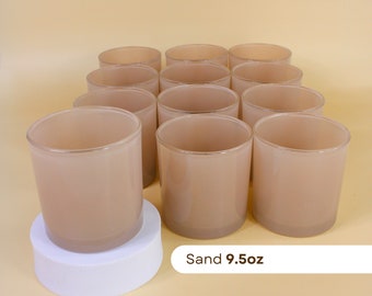 12-PACK 9.5oz. Sand Candle Jars, Glass Candle Vessels, Bulk Candle Jars, Pack of 12 Neutral Modern Candle-Making Jars, Neutral Jars