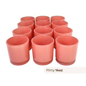 12er Pack 14oz. Kokettes rosa-korallenrotes Glaskerzenglas, Kerzengefäße, leere Kerzengläser, ästhetische Kerzenherstellungsgläser