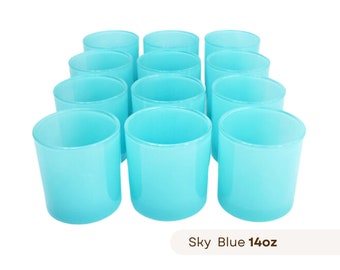 12-PACK 14oz. Turquoise Candle Jars, Glass Candle Vessels, Bulk Candle Jars, Pack of 12 Sky Havana 14oz Candle-Making Jars