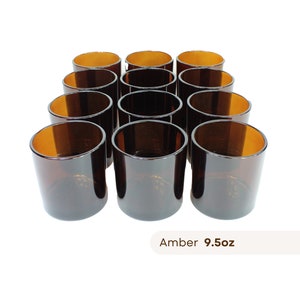 12-PAK: 9,5 oz. Amberkleurige kaarspotten, glazen kaarsenhouders, bulkkaarsen, verpakking van 12 amberkleurige 9,5 oz moderne potten voor het maken van kaarsen