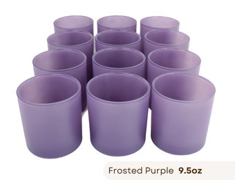 12-PACK 9.5oz. Frosted Purple Candle Jars, Glass Candle Vessels, Bulk Candle Jars, Pack of 12 Frosted Purple Candle-Making Jars, Purple Jars